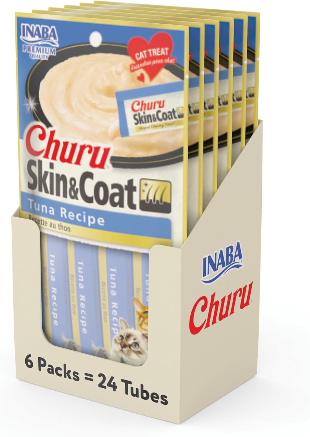 INABA Churu for Skin & Coat, Lickable, Squeezable Cat Treat with Omega Oils, Taurine and Vitamin E, 0.5 Ounces Each Tube, 50 Tubes, Skin & Coat Variety - Image 10