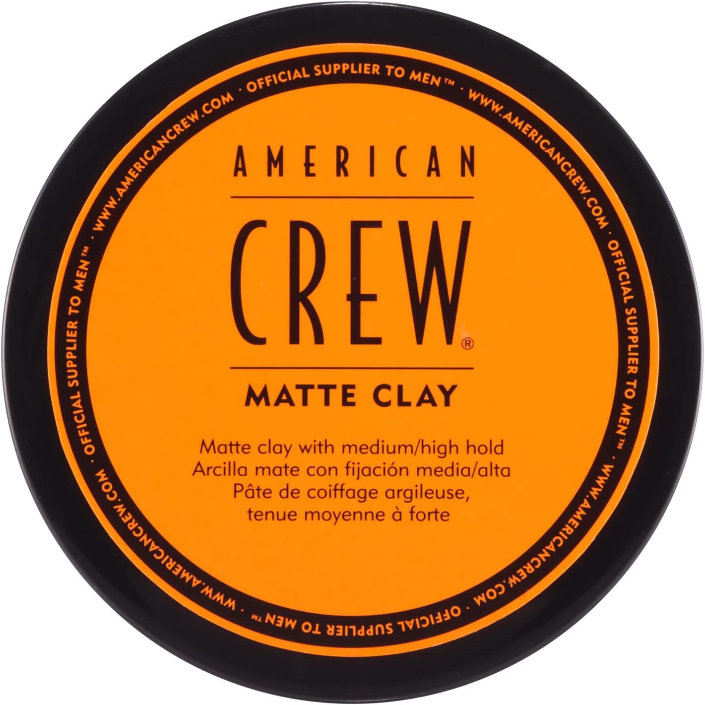 American Crew Matte Clay Medium High Hold Hair Styler jar front view for professional men styling