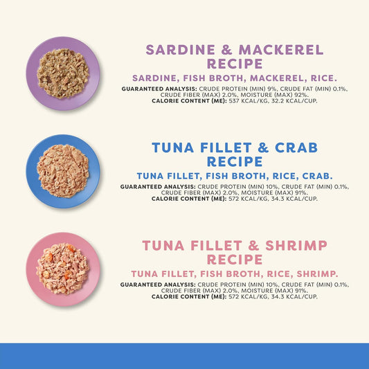 Individual 2.12 ounce Applaws fish in broth cat food pot