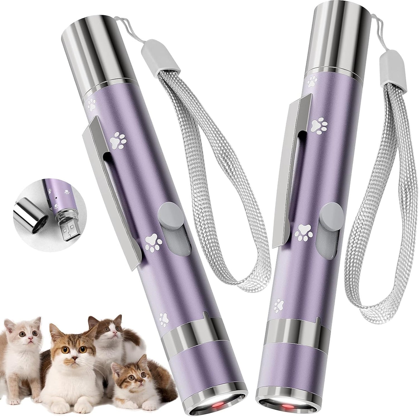 Cat Toy, Distinctive Purple Painted Metal Casing with Paw Print Design, USB Rechargeable, 3 Light Modes & 5 Adjustable Patterns,Interactive Chase Toy for Indoor Cat & Dog & Bird Training & Exercise - Image 9