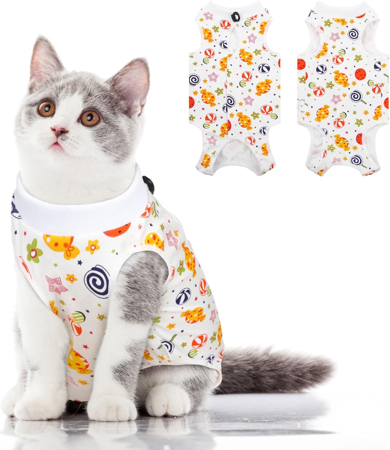Cat Recovery Suit, Kitten Surgical Full Bodysuit for Abdominal Wound Protector Anti Licking After Surgery, Professional Bandages Cone E-Collar Alternative for Small Male & Female Pets - Image 13