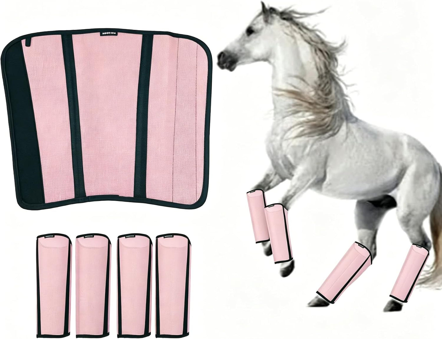 Mesh Horse Fly Boots Set of 4, Loose Fitting Shoofly Leggings for Horses with Breathable & Adjustable, Fly Leg Wraps for Horses Stop Annoying Stomping, Stay-on Comfortable Shoo Fly Boots - Image 11