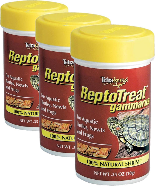 Back label of Tetra ReptoTreat Gammarus showing feeding instructions and nutritional information.