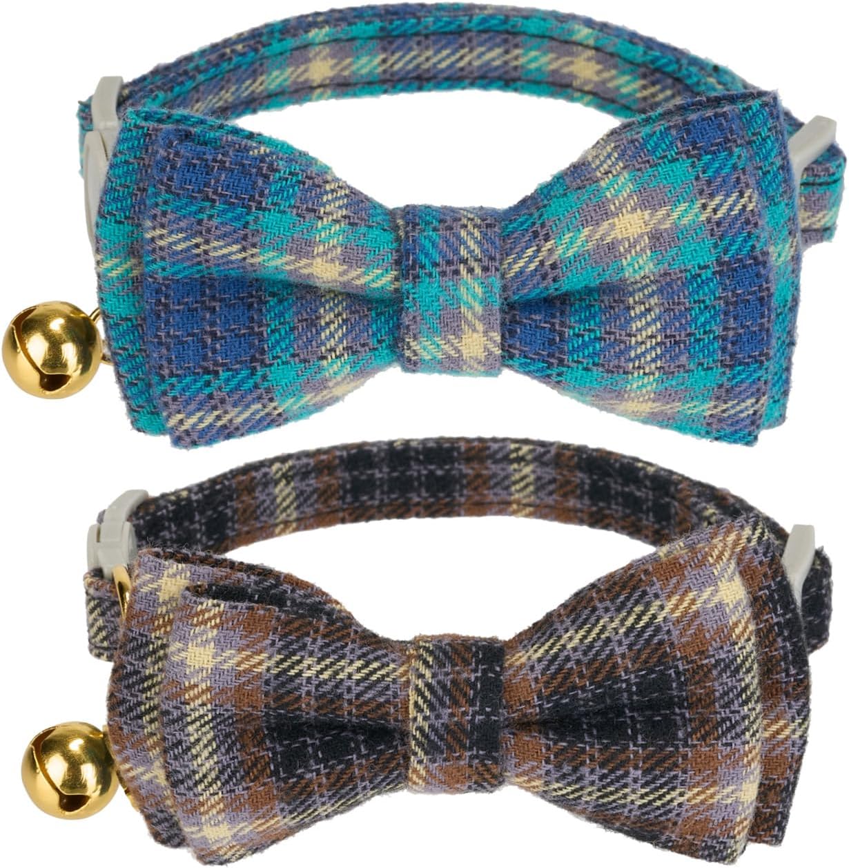 2 Pack Soft Corduroy Cat Collars with Bow Tie & Bell Adjustable Breakaway Kitten Bowtie Collar for Girl Boy Cats(Orange & Green) - Image 15