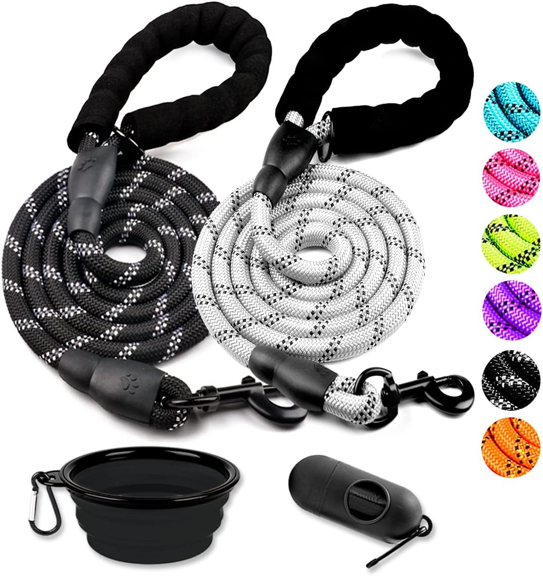 COOYOO Dog Leash 6 FT Heavy Duty - Comfortable Padded Handle - 1/2 inch Reflective Dog Leash for Medium Large Dogs with Poo Bag Dispenser - Image 15