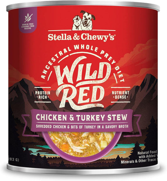 High protein grain free canned dog food containing ninety six percent animal protein ingredients