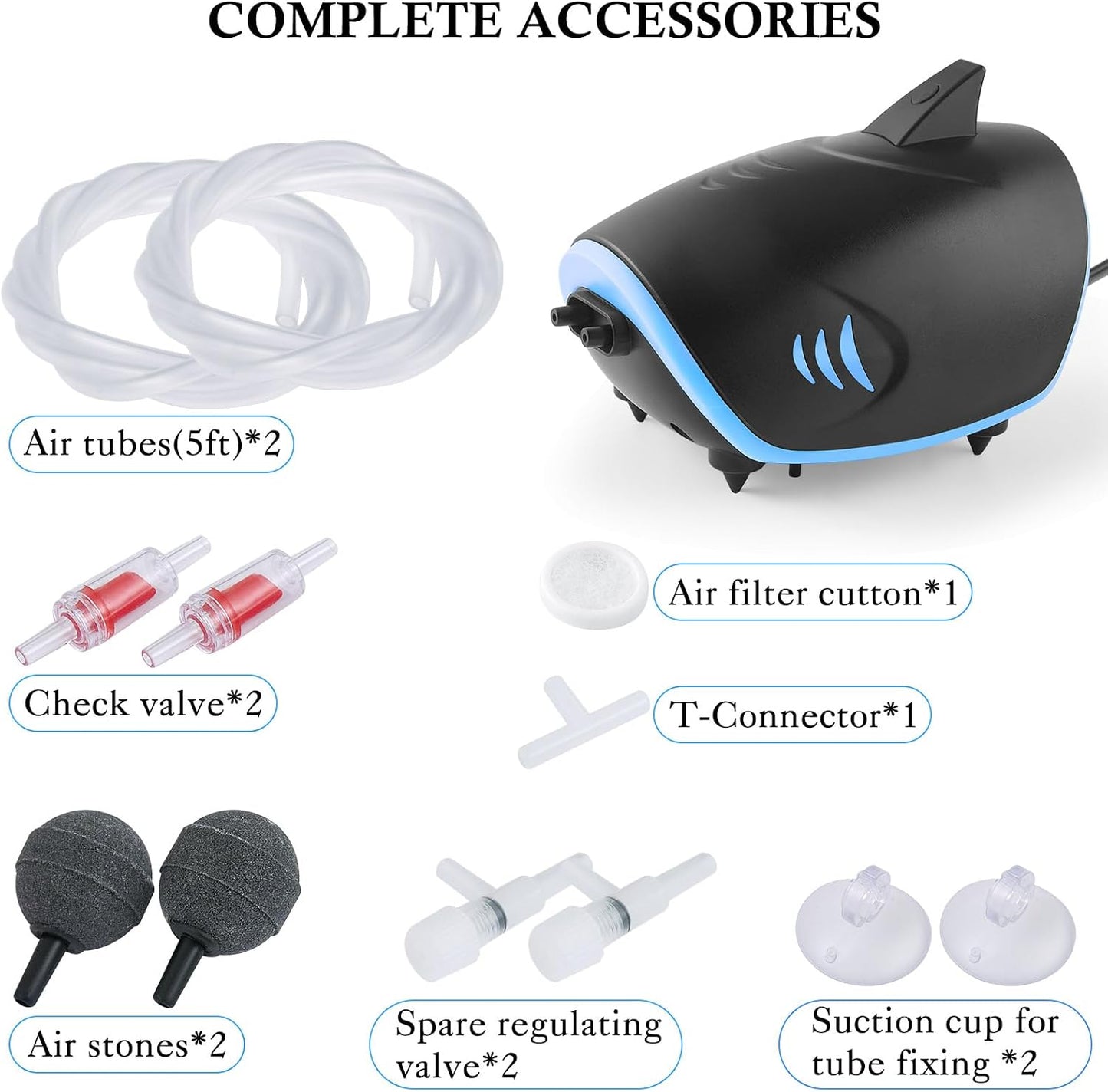 Side profile of HITOP 3W quiet aquarium oxygen pump