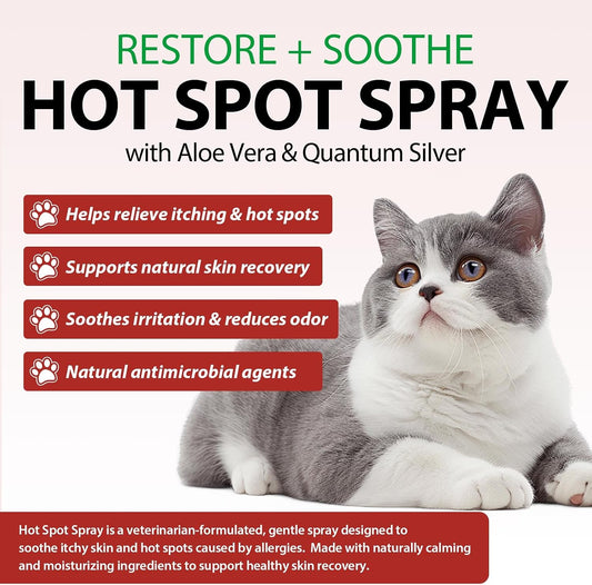 Two pack of plant based cat itch relief spray showcasing the natural ingredients label.