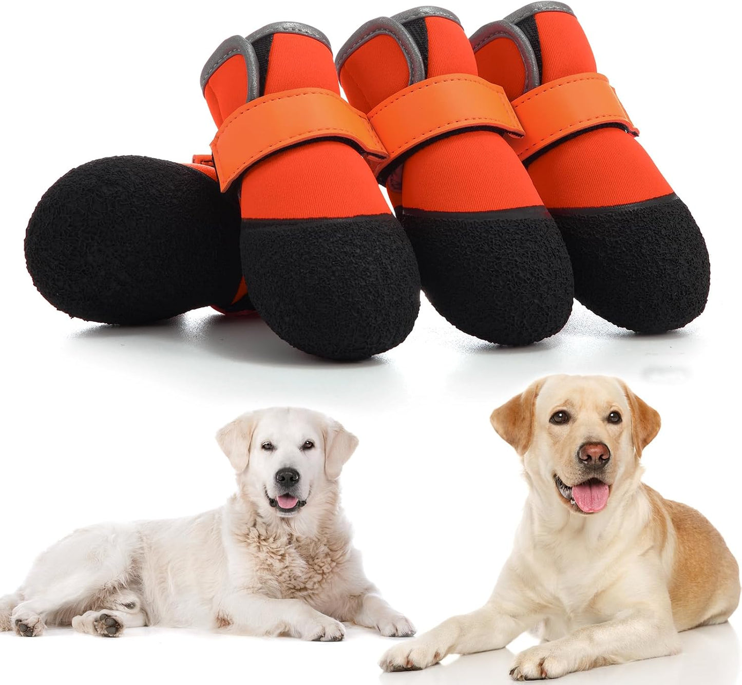 Dog Shoes, Outdoor Dog Boots Non-Slip Waterproof Dog Booties for Medium to Large Dogs 4Pcs for Winter Snowy Day, Summer Hot Pavement with Rugged Sole Black - Image 9