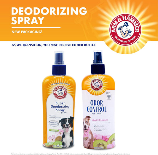 Arm and Hammer Kiwi Blossom dog odor eliminator bottle