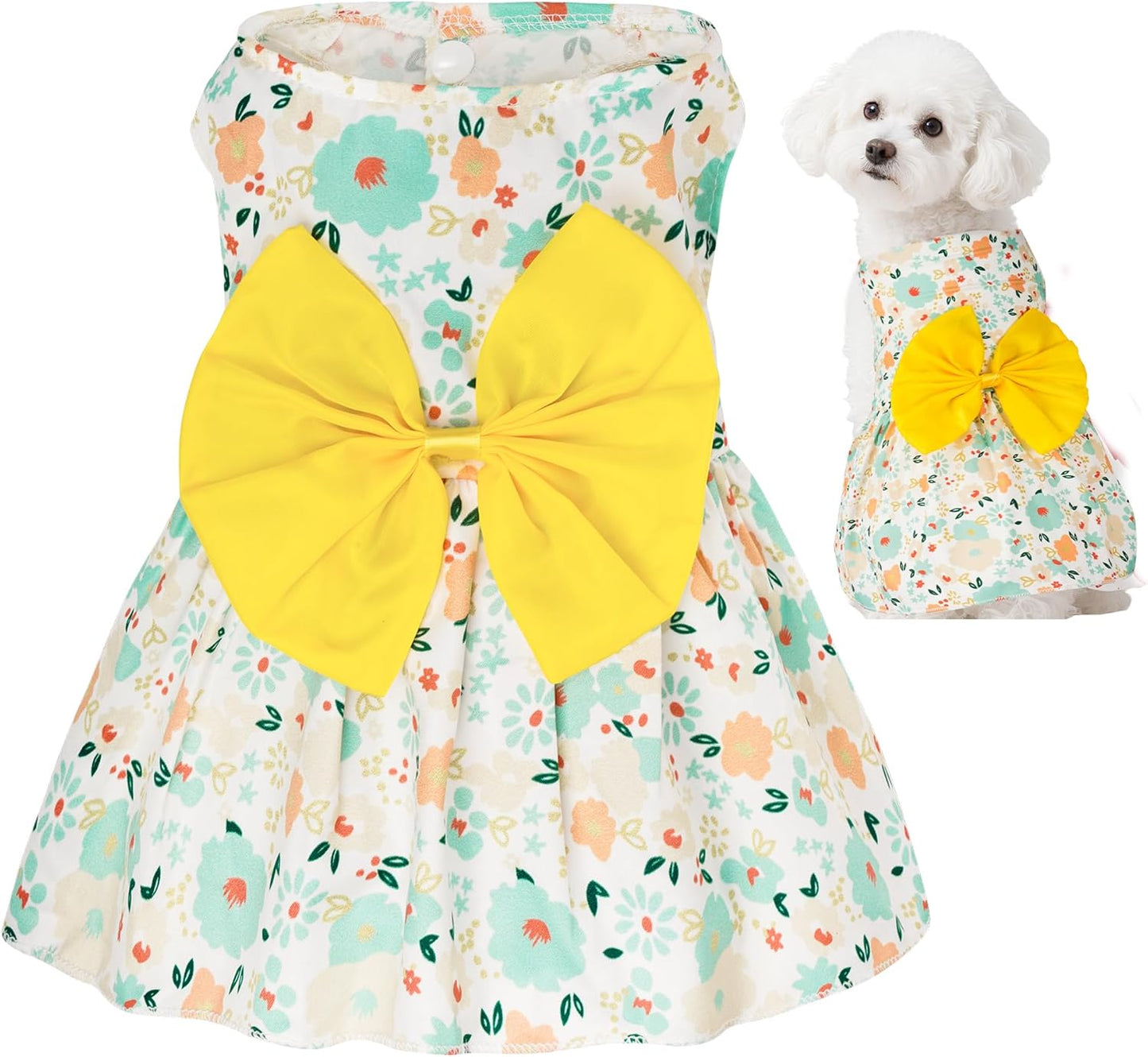 choyaxo Floral Dog Dress Cute Dog Skirt Pet Dress Summer Pet Clothes for Puppy Small Cats - Image 13