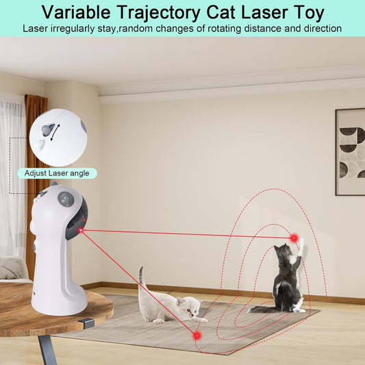 Automatic laser pet toy projecting mouse and star patterns onto a living room floor