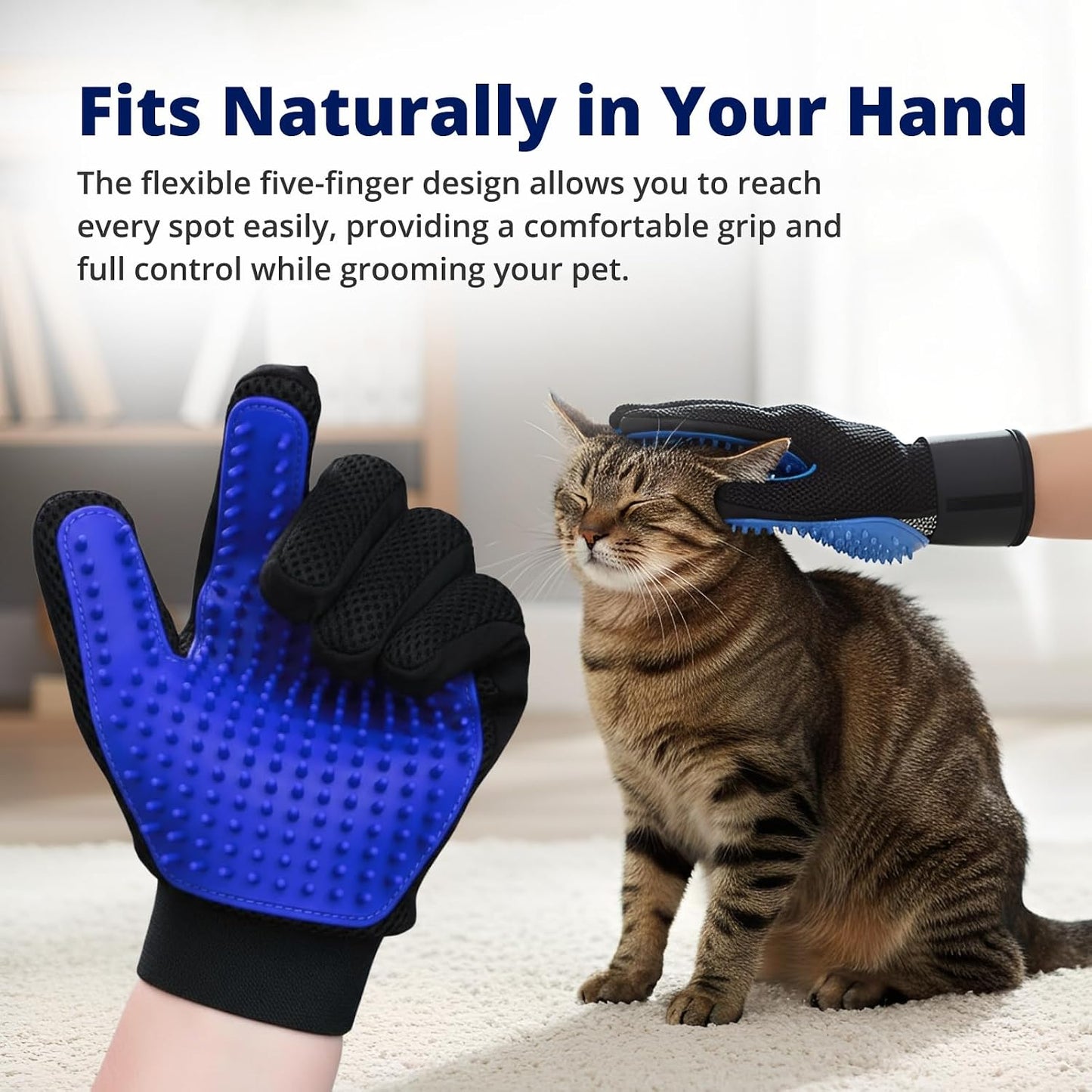 Heusom pet supplies glove being rinsed under running tap water
