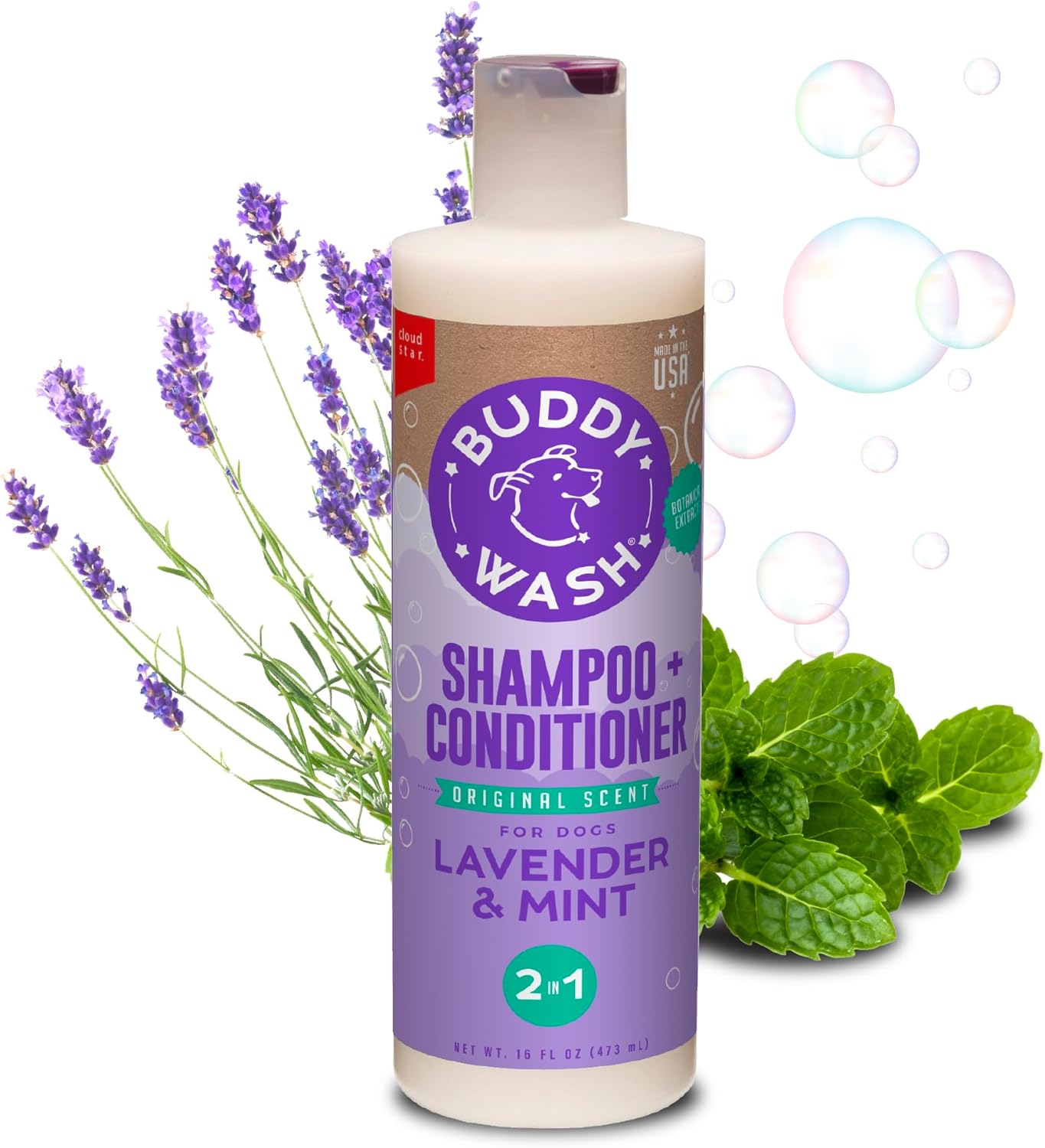 Buddy Grooming Wash 2 in 1 Dog Shampoo, Green Tea & Bergamot, 16 oz. Bottle - Image 9