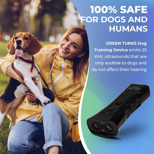 Handheld ultrasonic dog training tool with LED light feature