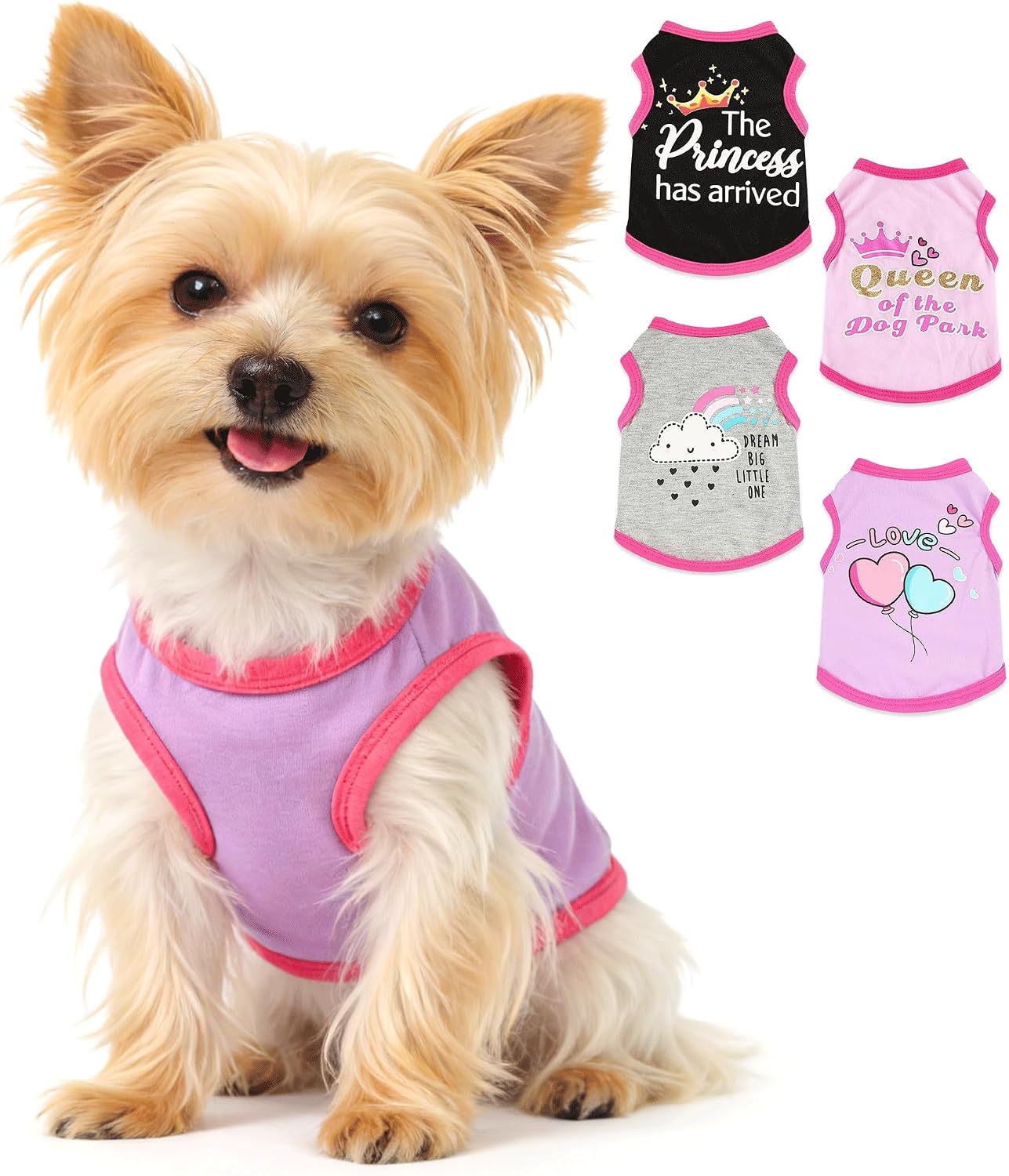 4 Pieces Dog Clothes for Small Dogs Boy Dog Shirt Puppy Clothes for Chihuahua Yorkie Soft Cute Pattern Pet Cat Clothing Black Grey Red Green XXS~M (XXSmall) - Image 9