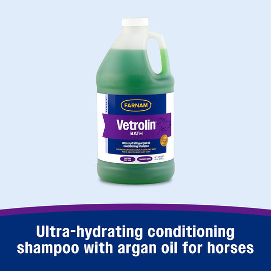 Farnam Vetrolin Bath, Ultra-Hydrating Argan Oil Conditioning Shampoo, Enhances Shine, Soothes Dry Skin, for Horses and Dogs, 64 oz. - Image 3