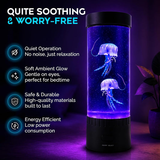Close up of artificial jellyfish floating inside the Brewish lamp.