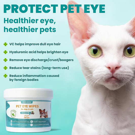 MEDUWEDU pet eye cleaning wipes showing the 3 inch pearl textured round pad