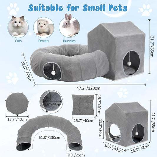 Pawaboo interactive kitten play tunnel detached configuration with plush cushions