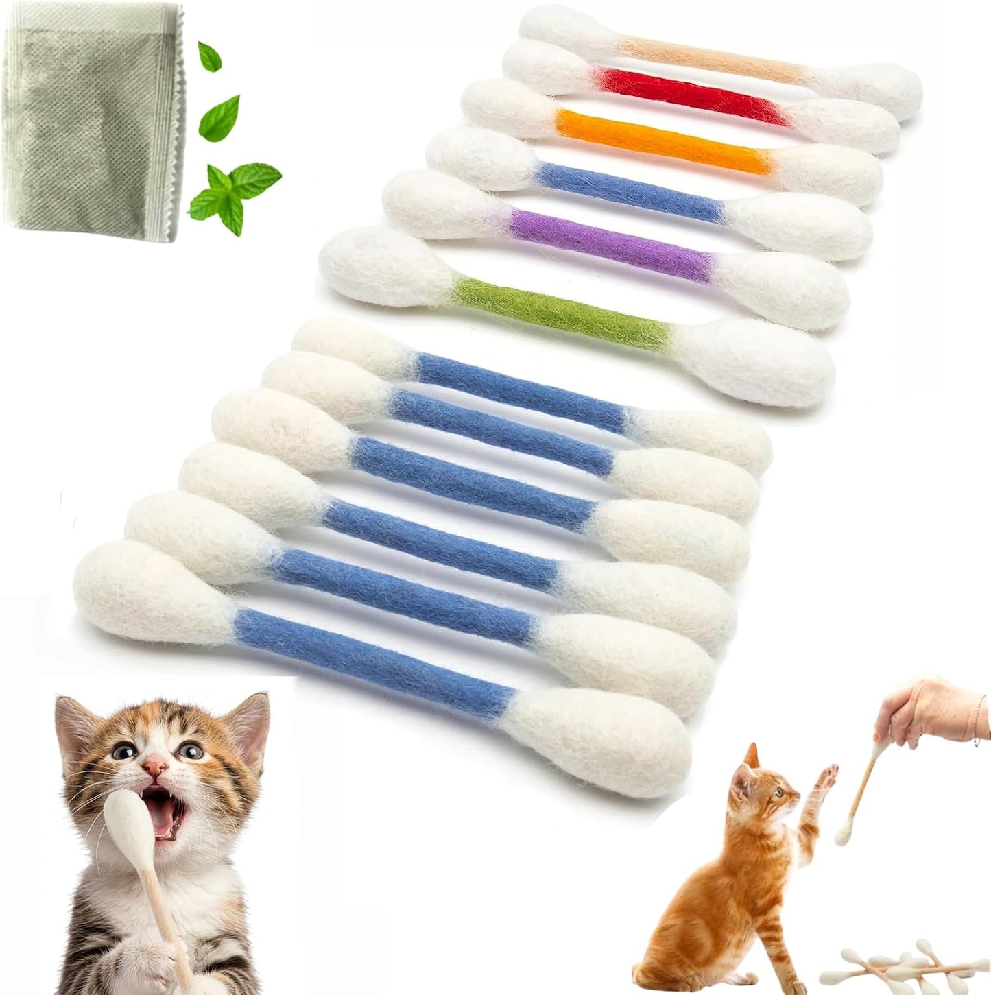 6 Pack Giant Cotton Swab Catnip Toys,Cat Q Tip Toy,Felt Interactive Kicker Chew Toys for Kittens & Indoor Cats, Soft Teething Toy with Organic Catnip, Eases Anxiety & Boredom, Cat Lover Gift (Orange) - Image 13