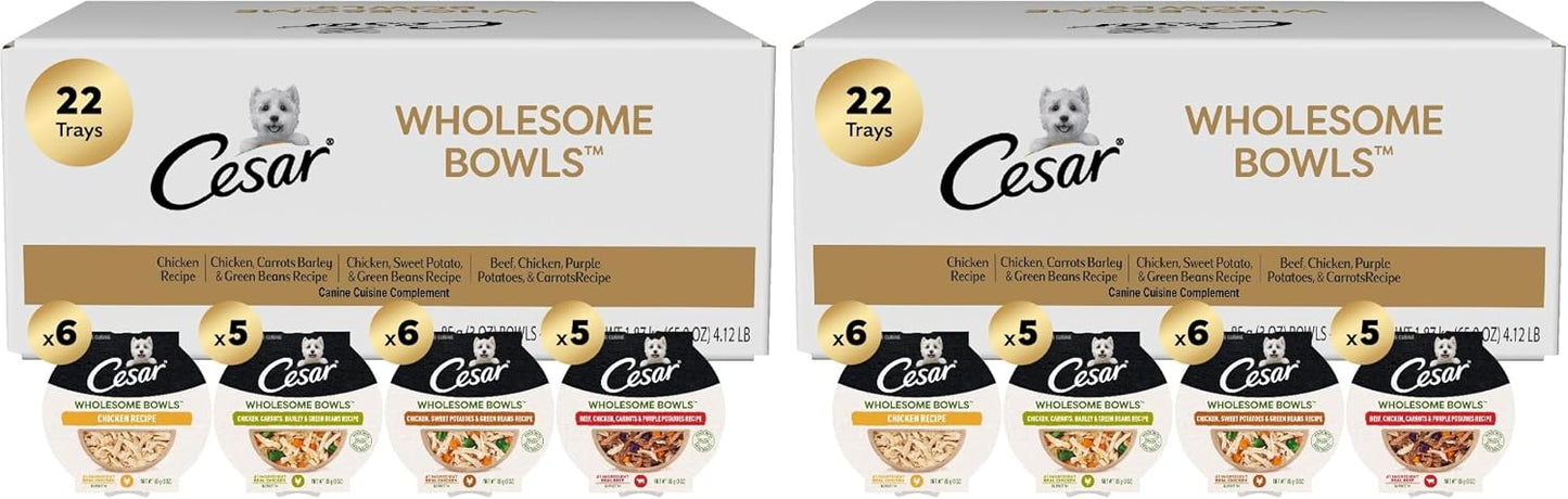 Cesar Wholesome Bowls Adult Wet Dog Food, Chicken Recipe and Chicken, Sweet Potatoes & Green Beans Recipe Variety Pack, Wet Food for Dogs, 3 Oz. Bowls, 6 Count - Image 14
