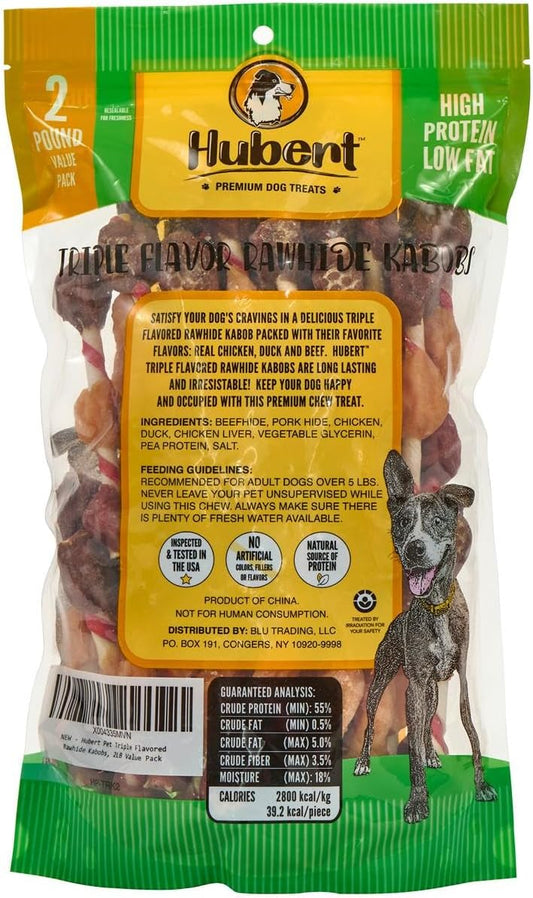 All natural grain free dog chew kabobs showing chicken and duck layers
