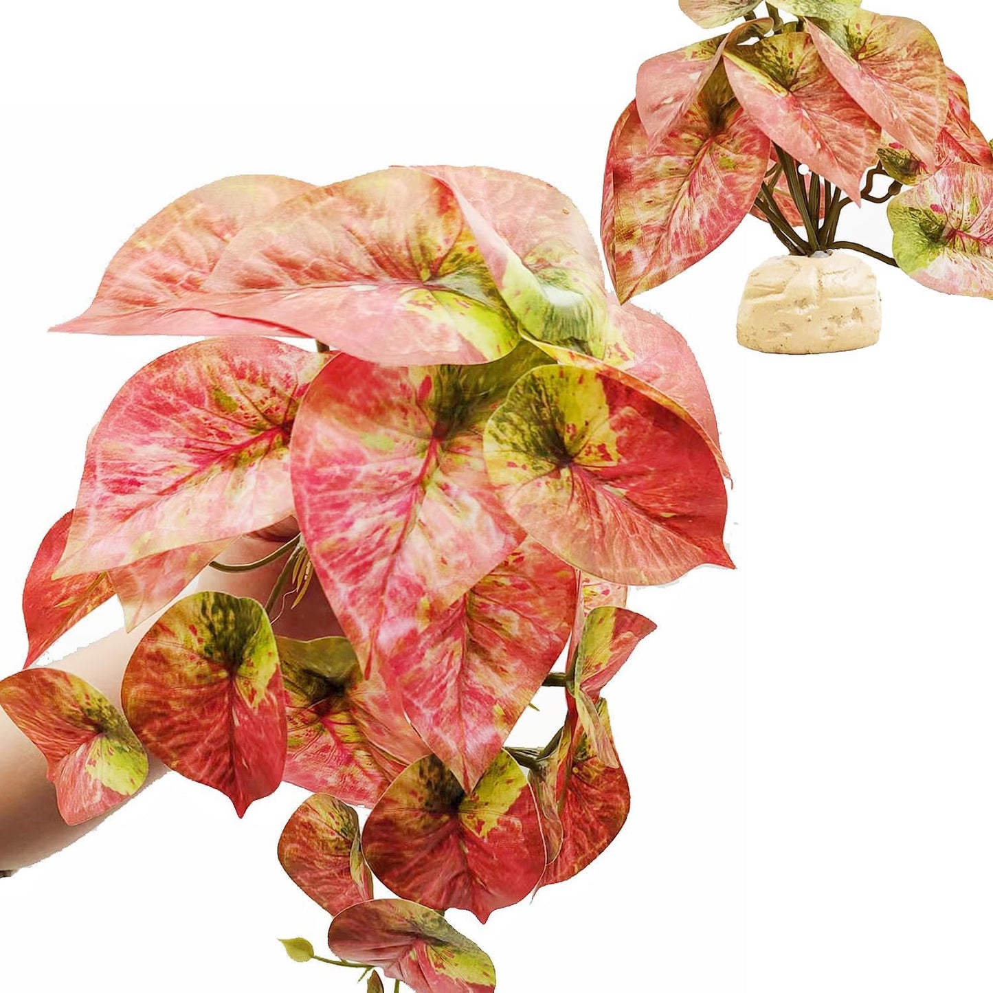 Reptile Plants for Terrarium Decor,Amphibian Habitat Decor,Artificial Plants for Gecko Chameleon Snake Tortoise Tank Accessories with Base (Monstera deliciosa) - Image 15