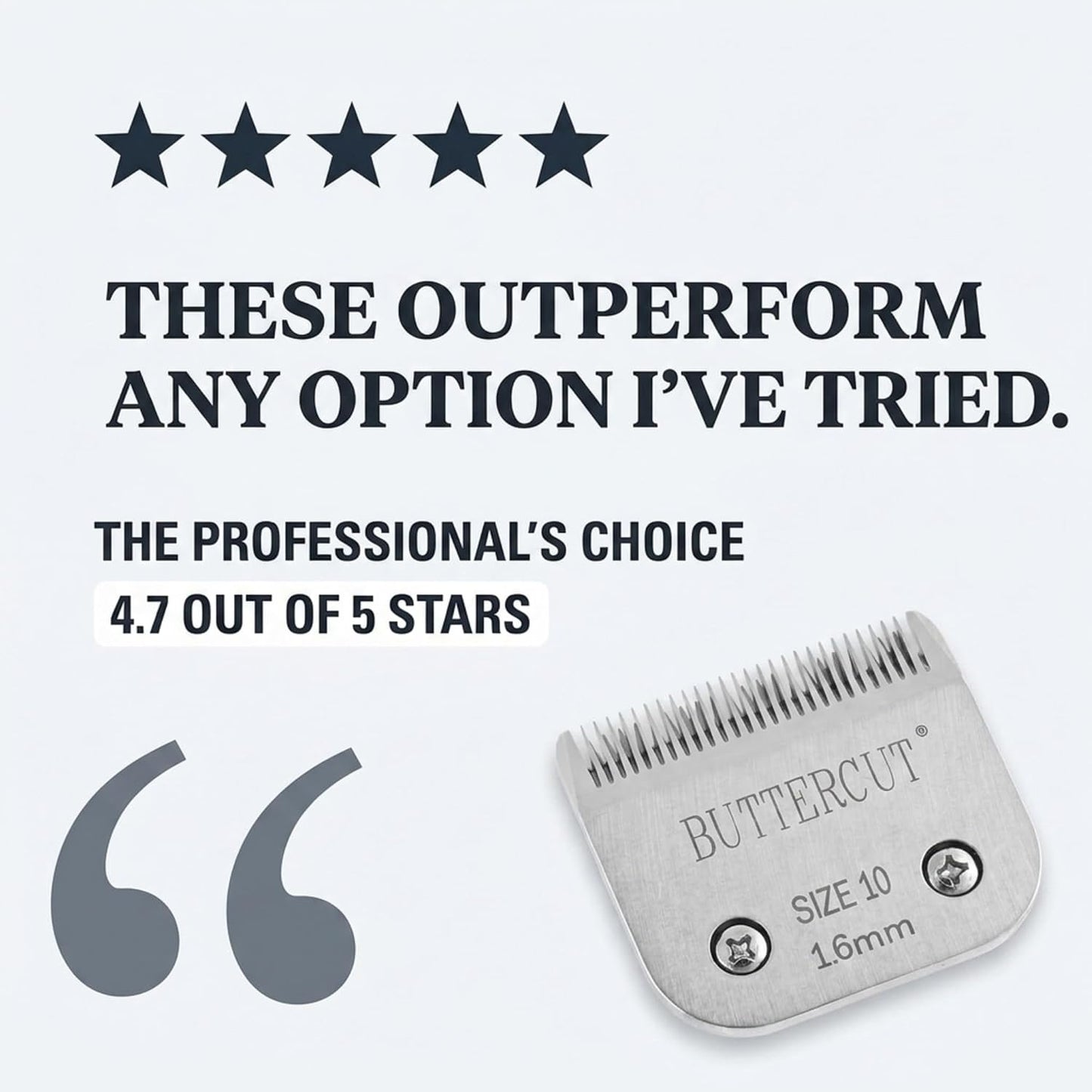 High carbon stainless steel dog clipper blade showing the engraved brand and size details