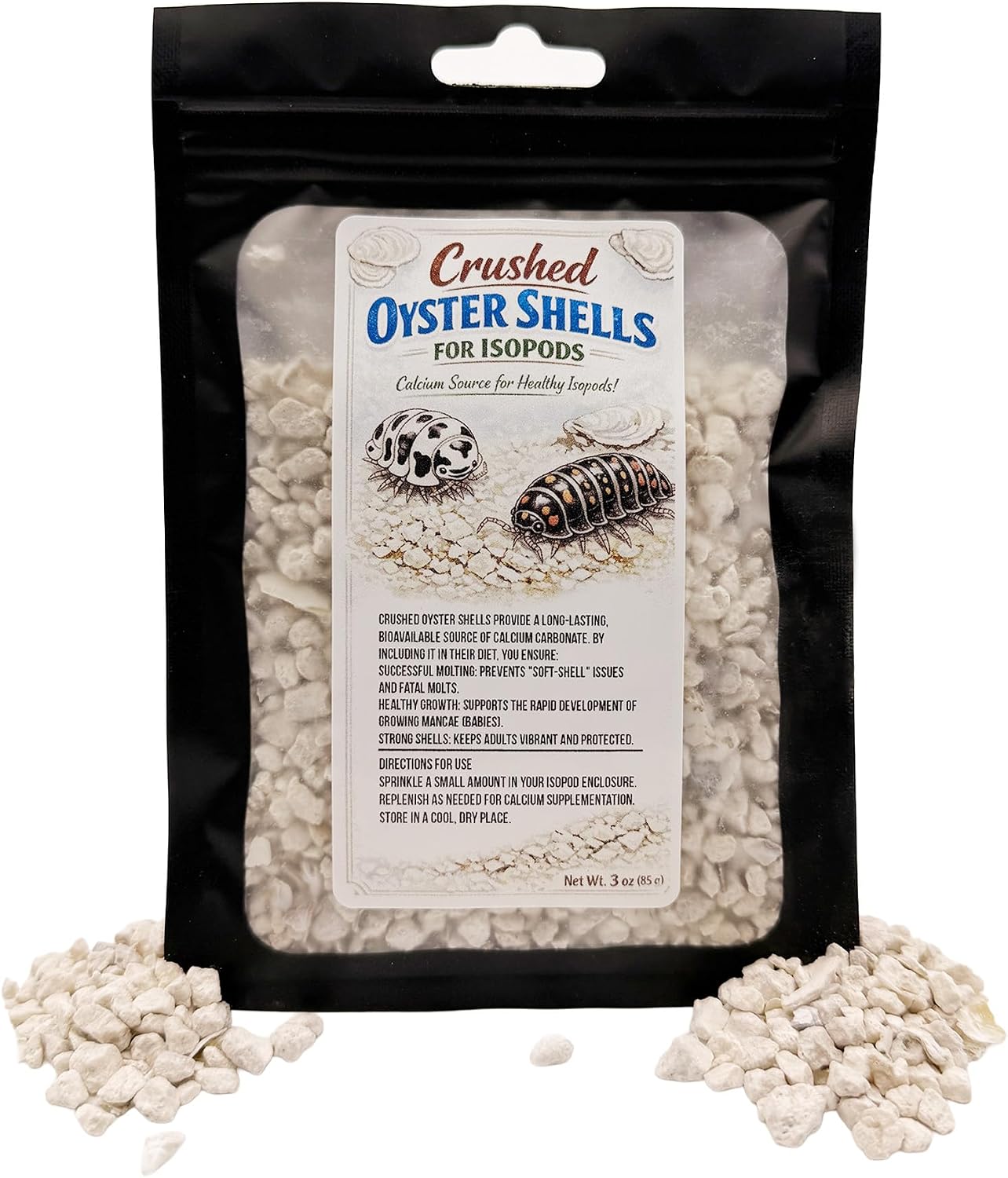 CTWPets Crushed Oyster Shells 3 Ounce natural calcium supplement for isopods.