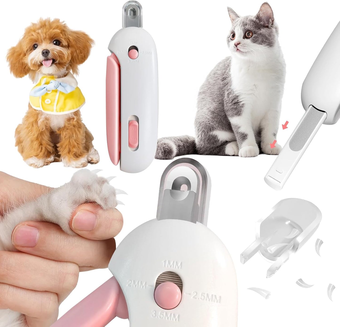 Cat Nail Clipper and Trimmer with 3 Adjustable Safety Levels Trimming Hole, Professional Indoor Kitten Supplies, Puppy Grooming Tools, with Debris Catcher & Hidden Nail File Blue - Image 10