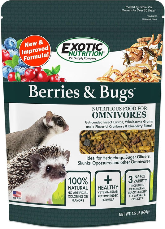 Exotic Nutrition Berries and Bugs resealable bag packaging