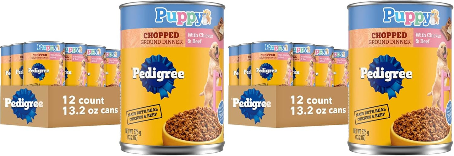 Pedigree Puppy Chopped Ground Dinner Wet Puppy Food with Chicken & Beef, Canned Dog Food, 13.2 oz. Cans, 12 Count - Image 15