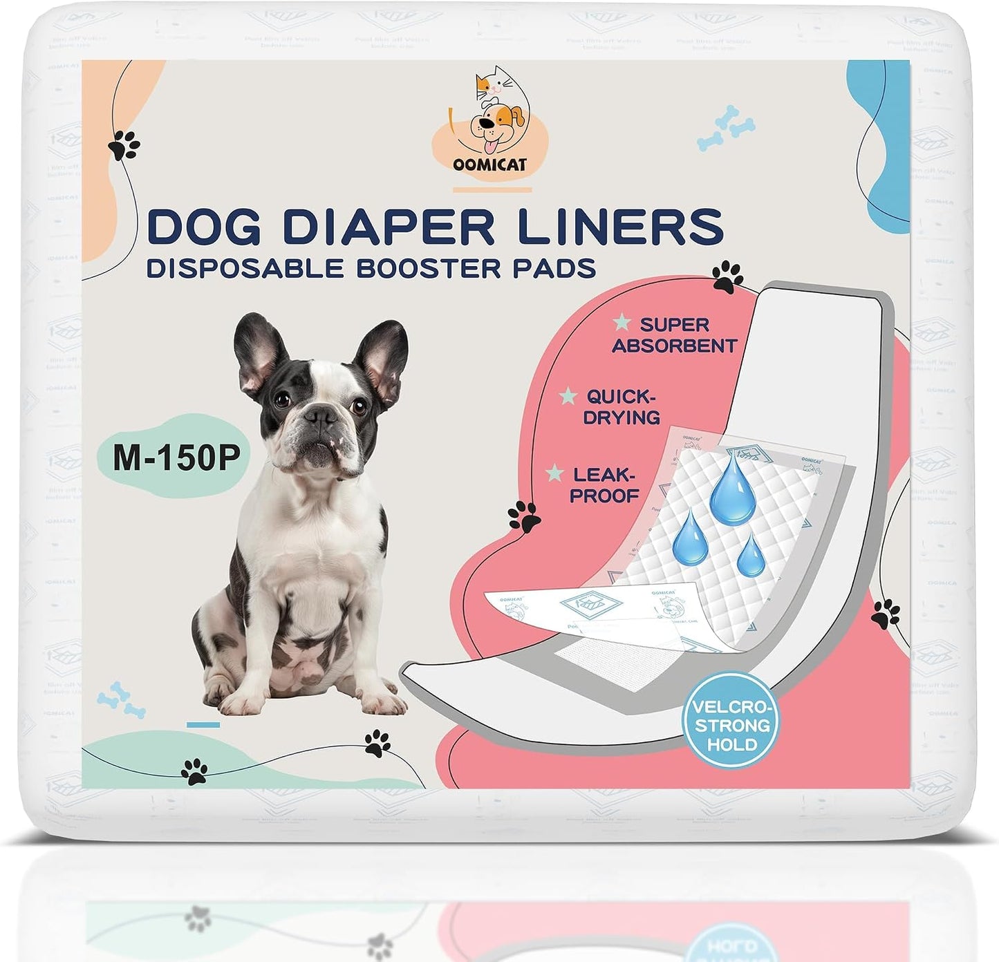 Dog Diapers Liners, 150 Ct, Super Absorbent Booster Pads for Male Dog Wraps and Female Dog Diapers, Lnnovative Hook-and-Loop Tape Design, Super-fit & No Shifting, Small Dog Diaper Pads - Image 11