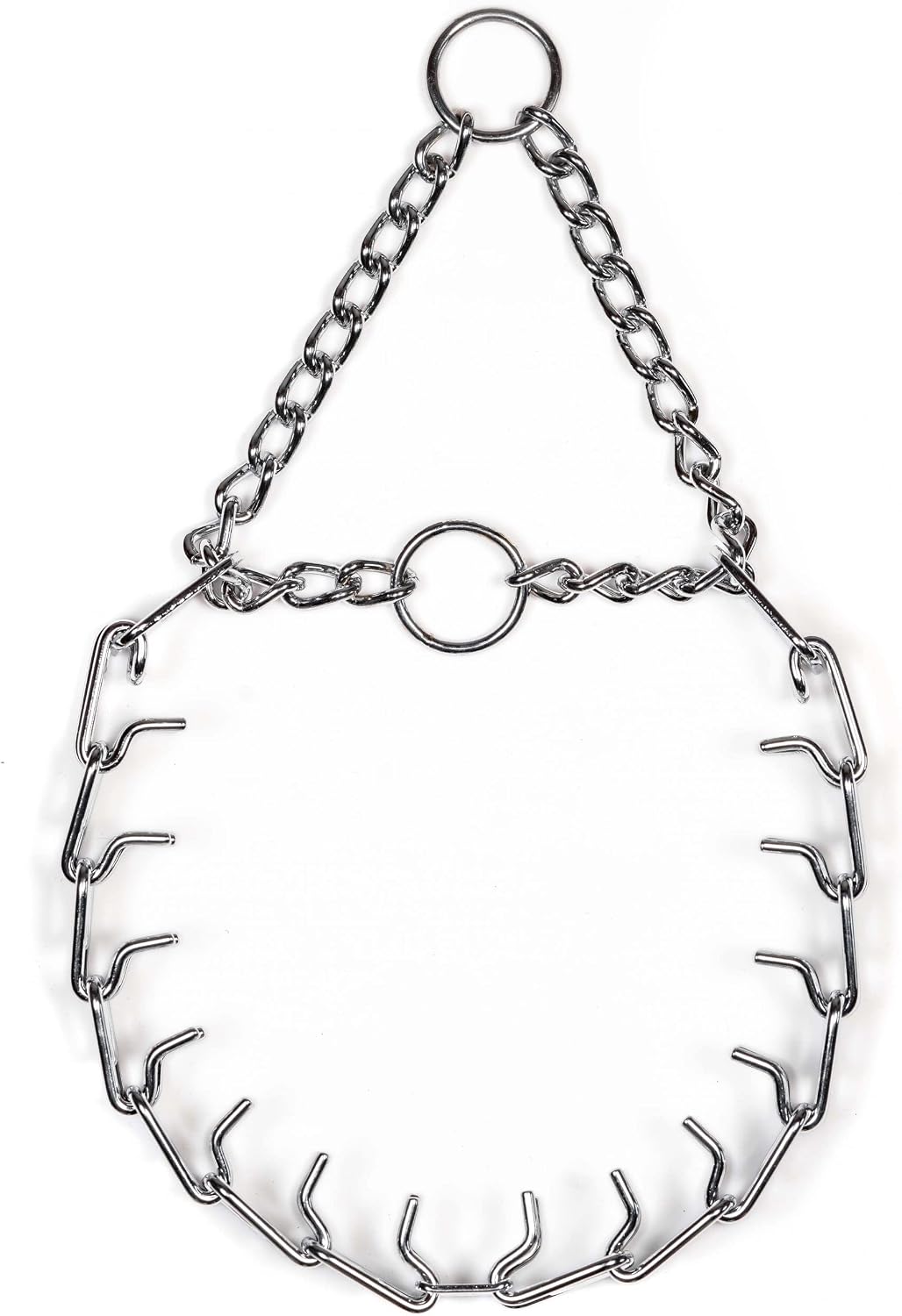 Side angle of the interlocking 2.25 millimeter steel links showing the rounded blunt prongs