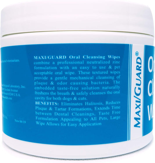 Maxi Guard unflavored pet dental wipes for plaque and tartar removal