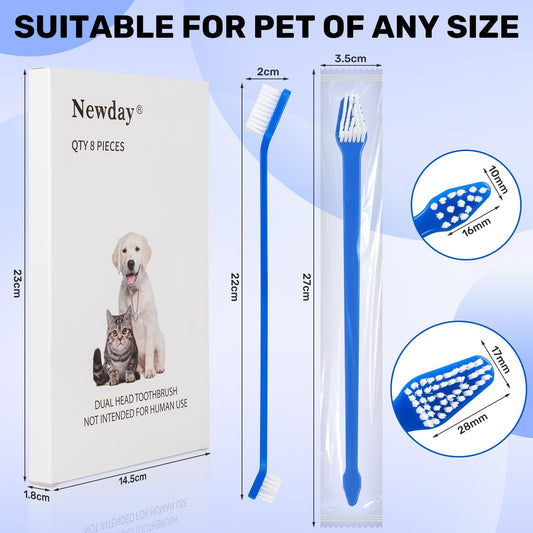 Newday dual headed dog toothbrush close up of soft bristles