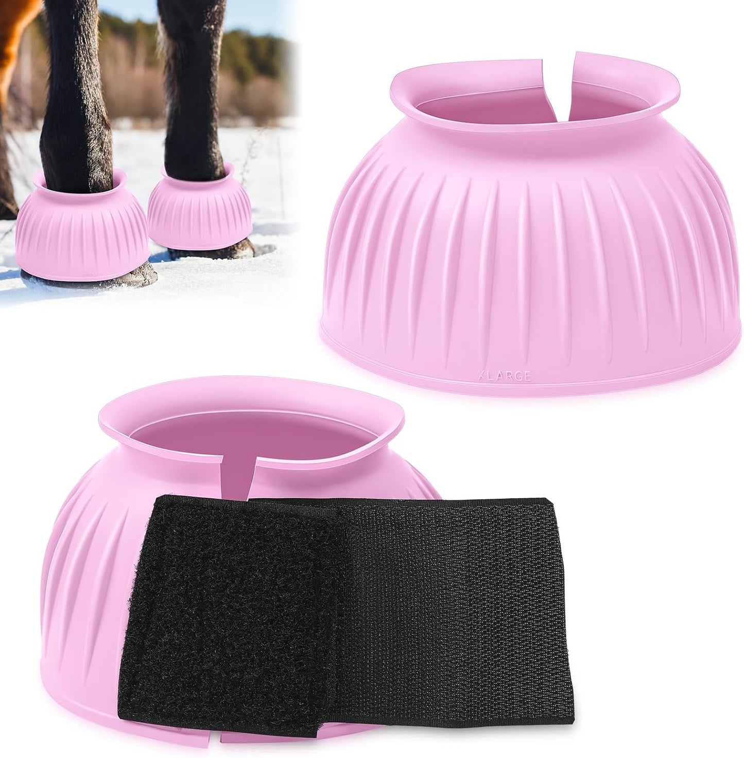 Abbylike Bell Boots for Horses 1 Pair/2 Pair Available, Protect Against Hoof Impact Trauma, Rubber Bell Boots Horse Care for Turnout, No Rub Design Wrap Hook and Loop - Image 15