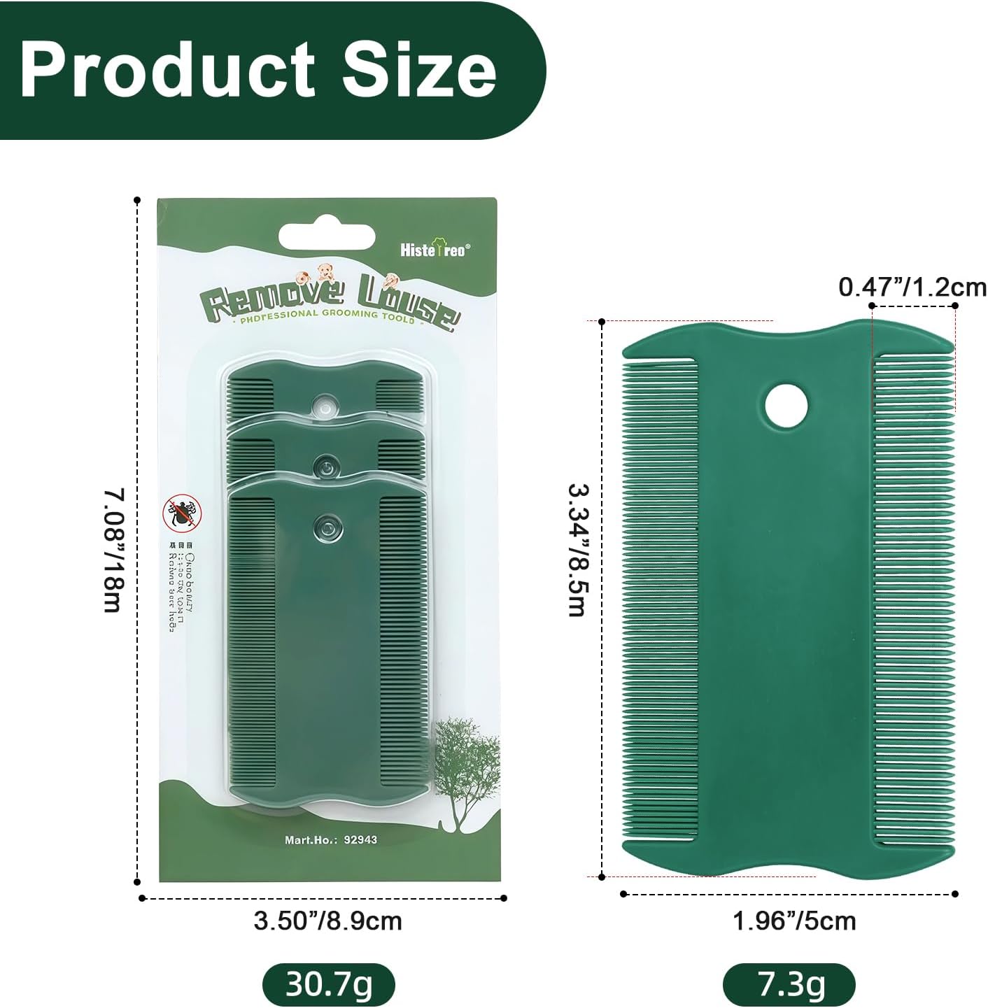 Green Pet Double-Sided Flea Comb Set 3 Pack Dog Lice&Tick Comb Cat Fine&Wide Tooth Comb for Dogs and Cats Remove Loose Hair Dirt Fleas - Image 6
