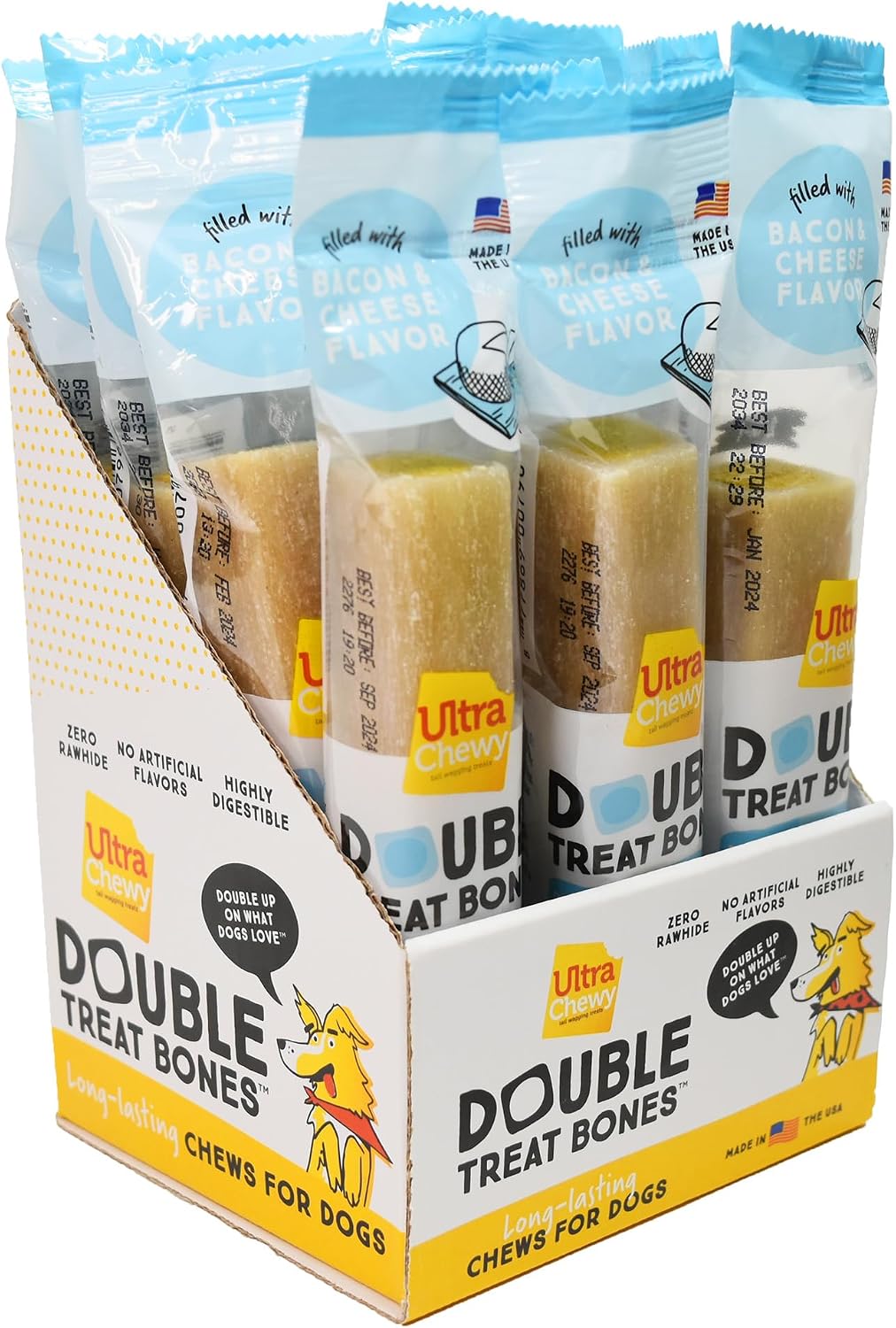 Ultra Chewy Peanut Butter Double Treat Bones: Long-Lasting Dog Treats Made in USA for Large and Small Breeds, Highly Digestible, Ideal for Aggressive Chewers (12 Count) - Image 15