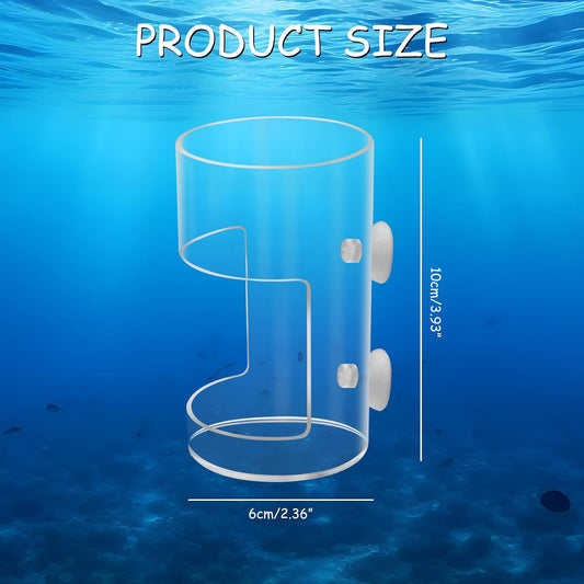Acrylic aquarium food holder with strong suction cup attached to glass