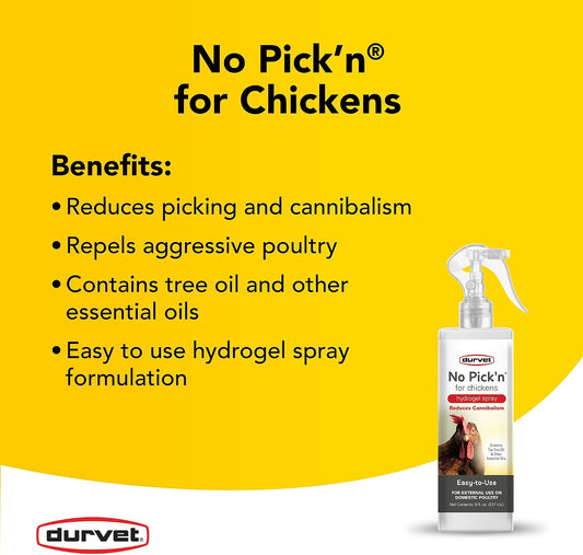 Durvet anti pecking spray for chickens back label showing directions