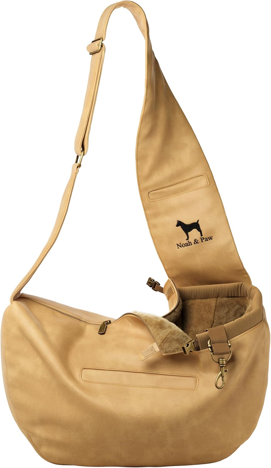 Noah & Paw Dog Sling Carrier for Small Dogs 5-18lb, Dog Sling for Small Dogs and Cats, Dog Carrier with Adjustable Padded Strap, Vegan Leather Lined with Fur, 3X Safety Features, Machine Washable - Image 13