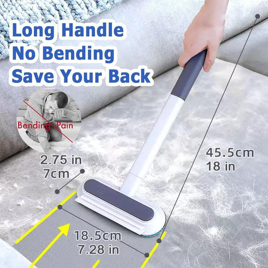 Velthorix pet hair remover showing 17 inch handle reach