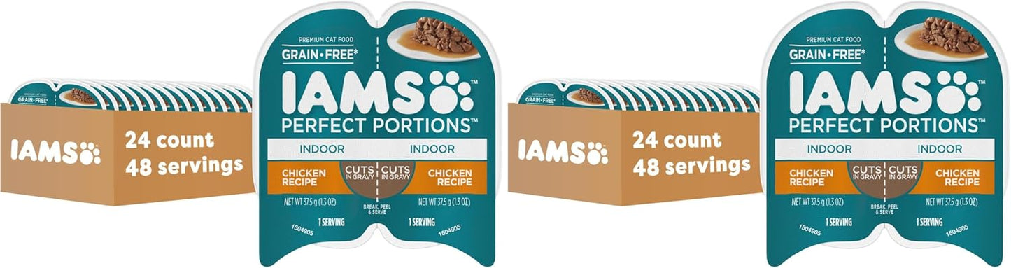 IAMS Perfect Portions Grain Free Wet Cat Food, Indoor Adult Cat Food Wet Cuts in Gravy, Variety Pack: Tuna & Salmon Recipe, 1.98 lb. (Pack of 1) Twin-Pack Trays - Image 15