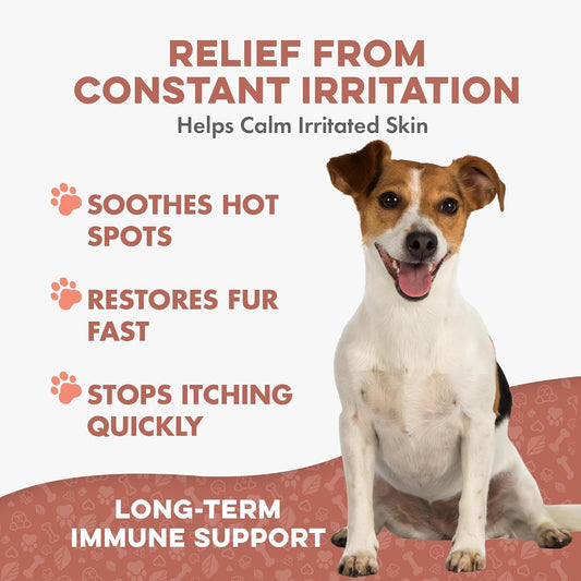 BestLife4Pets natural dog itching relief supplement bottle showing 400 tiny pills count.