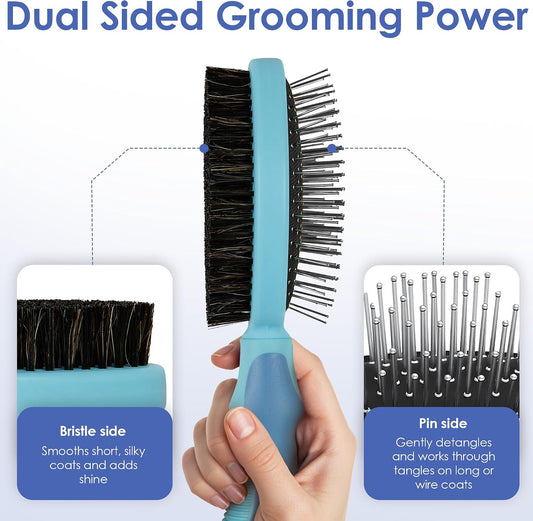 AKC 2-Sided ProBrush nylon bristle side for pet coat smoothing