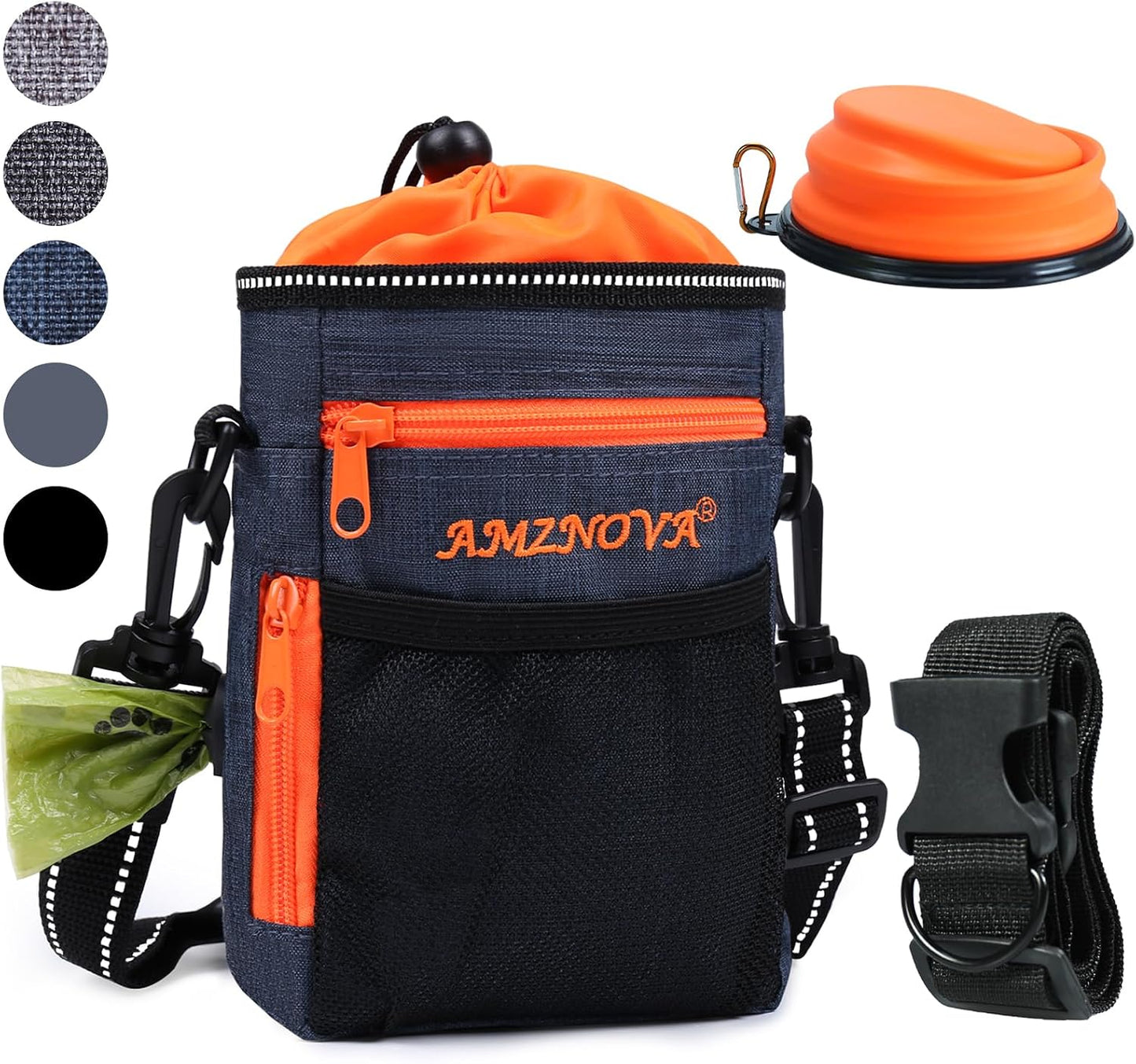 AMZNOVA Dog Treat Bag Treatkit Dog Treat Pouch, Waist Clip On Crossbody Fanny Pack for Pet, Training Pouch with Shoulder Strap & Waist Belt for Walking & Training, 6Cups, Black - Image 9