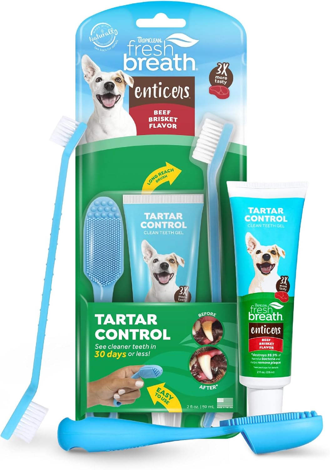 TropiClean Fresh Breath Oral Care Kit - Soft Bristle Finger Toothbrush - Dog Tooth Brushing Kit - Peanut Butter and Honey Flavor Dog Toothpaste - Image 10