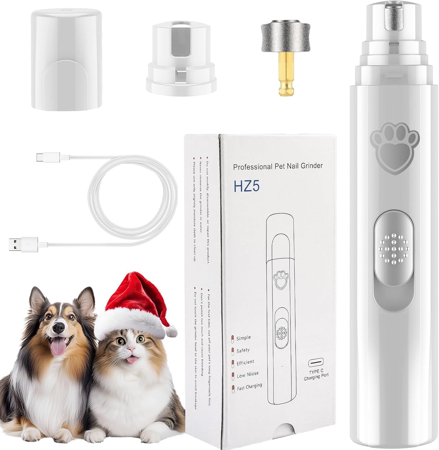 VIWIK Dog Nail Grinder, 2-Speed Rechargeable Dog Nail Trimmers for Large Medium & Small Dogs, Upgrade Professional Electric Pet Paws Grooming, Quiet Puppy Grooming Tool, for Dogs Cats - Image 9